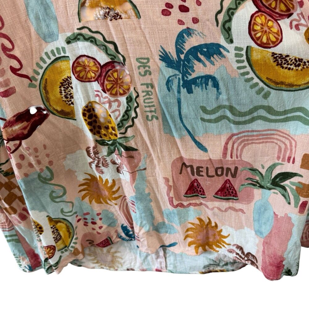 Anthropologie Paper Heart Large Fryit Fruit Maxi Dress Linen Blend Womens READ - Picture 7 of 14